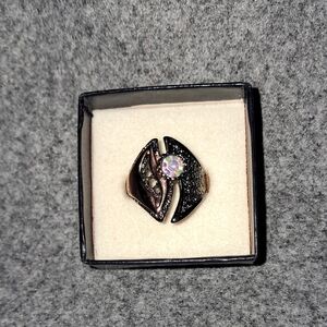 Black and Silver Handcrafted Ring with Organic Design